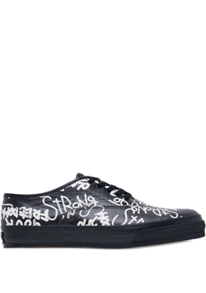 Comme Des Garçons Comme Des Garçons message-printed leather sneakers - Black