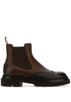 Santoni brogue Chelsea boots - Brown
