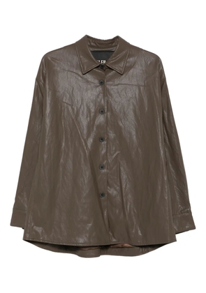 Eleh button-down leather shirt jacket - Brown