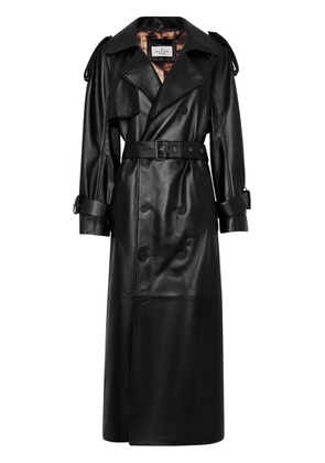 Philipp Plein belted leather trench coat - Black
