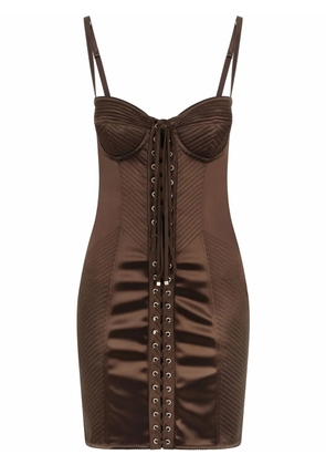 Dolce & Gabbana satin corset style mini dress - Brown