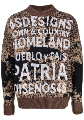 4SDESIGNS slogan intarsia-knit sweatshirt - Brown