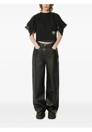 Undercover puff-sleeve sheer-panel top - Black