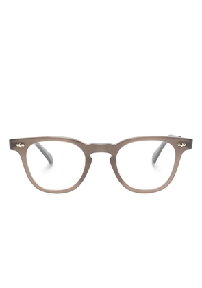 Garrett Leight rivet-detail wayfarer-frame glasses - Brown