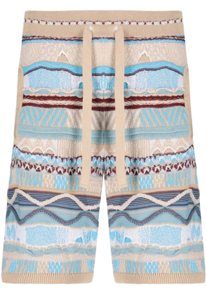 Laneus woven striped shorts - Blue