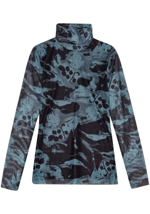 GANNI printed mesh top - Blue