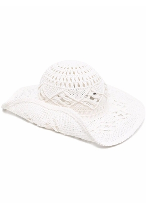 Ruslan Baginskiy cut out-detail wide-brim hat - White