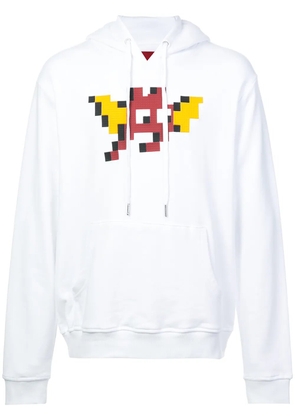 Mostly Heard Rarely Seen 8-Bit Flying Bat print hoodie - White