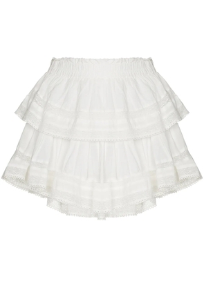 LoveShackFancy lace-trim cotton miniskirt - White