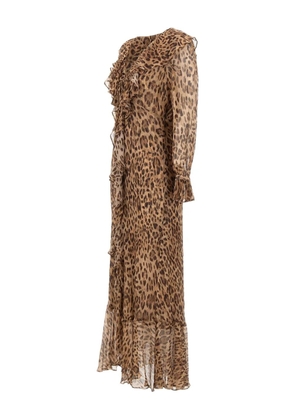 Rixo Grayce ruffled animal-print dress - Brown