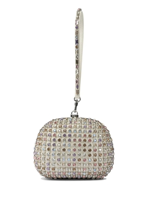 Self-Portrait crystal-embellished clutch bag - White