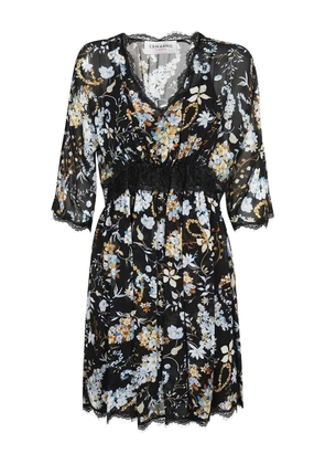 Ermanno Scervino floral lace-trimmed mini dress - Black