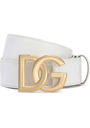 Dolce & Gabbana DG-logo leather belt - White