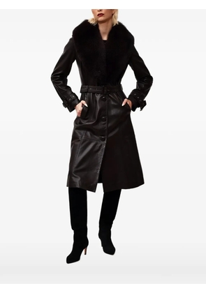 Poche Paris single-breasted belted coat - Black