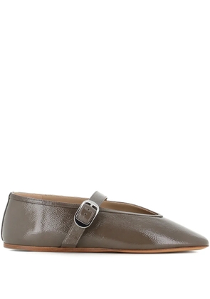 Le Monde Beryl buckle-strap leather ballet flats - Brown