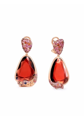 John Hardy 18kt rose gold Naga Kembar diamond earrings - Red