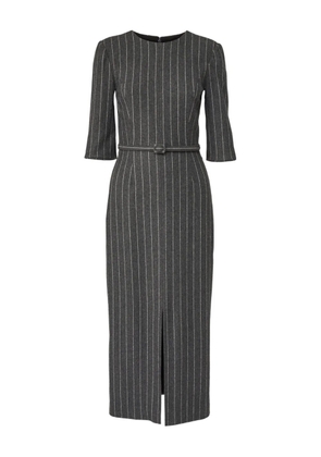 Carolina Herrera pinstripe-pattern belted midi dress - Grey