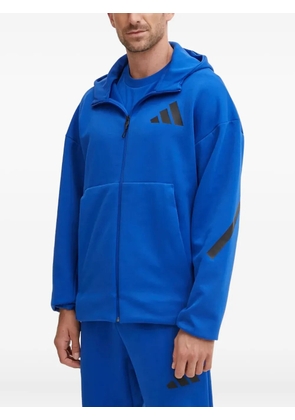 adidas logo-detail zip-up hoodie - Blue