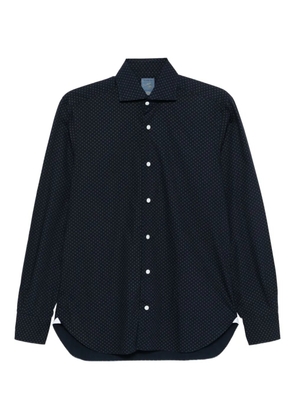 Barba micro-pattern cotton shirt - Blue