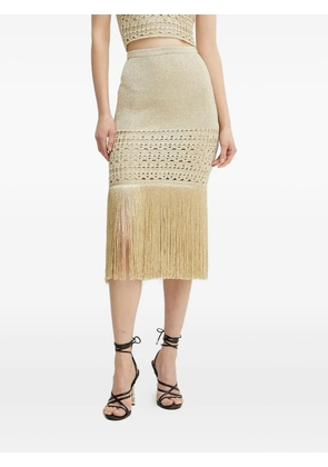 SIMONA CORSELLINI fringe knit skirt - Gold