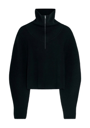 LEMAIRE ribbed-knit half-zip sweater - Black