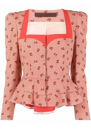Ulyana Sergeenko printed peplum jacket - Neutrals