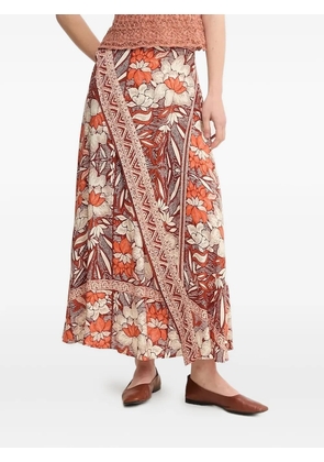 Hoss Intropia Raina floral-print wrap skirt - Brown