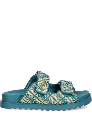 GUESS USA Fadeliza textured double-strap flat sandals - Green