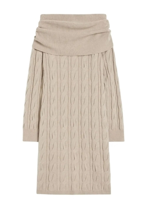 Max Mara cable-knit off-shoulder midi dress - Neutrals