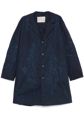 By Walid embroidered cotton coat - Blue