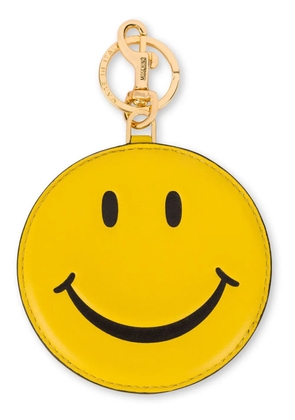 Moschino smiley-face leather keychain - Yellow