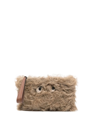 Anya Hindmarch eye-detail shearling clutch bag - Brown