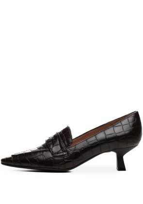 Poche Paris croc-embossed pumps - Brown