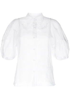 Chloé embroidered-design puff-sleeve shirt - White