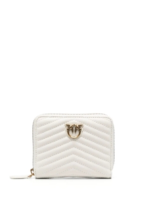 PINKO logo-plaque quilted leather wallet - Neutrals