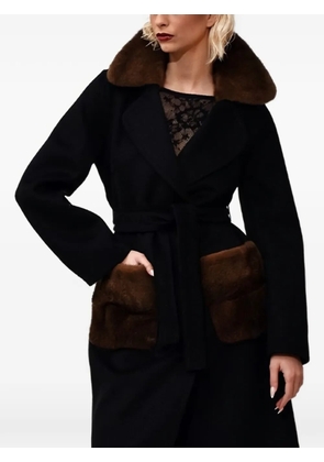 Poche Paris single-breasted belted coat - Black