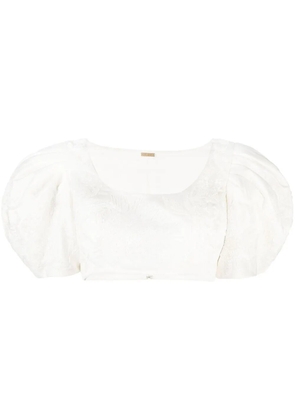 Cult Gaia floral-embroidery cropped top - White