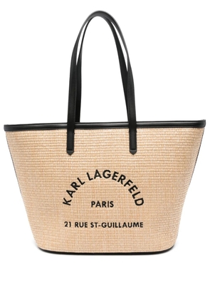 Karl Lagerfeld logo-embroidered tote bag - Neutrals