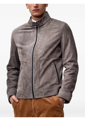 Poche Paris zip-up suede jacket - Grey