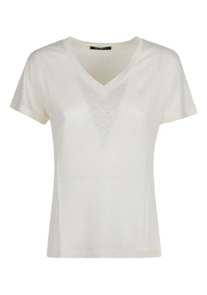 Aragona V-neck linen T-shirt - White