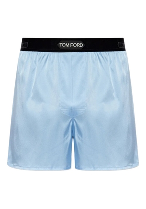 TOM FORD logo-waistband silk boxers - Blue