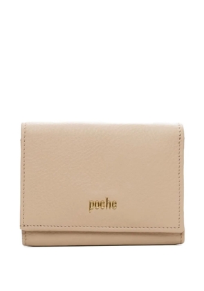 Poche Paris logo-plaque trifold wallet - Neutrals