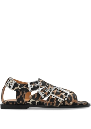 GANNI leopard-print sandals - Brown