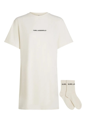Karl Lagerfeld logo-detail cotton nightdress and socks - Neutrals