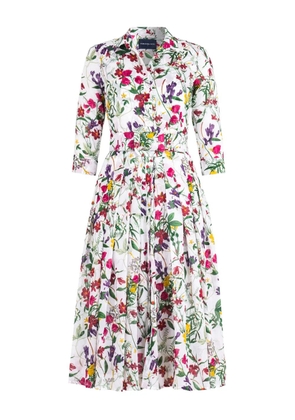 Samantha Sung Audrey floral-print pleated midi dress - White