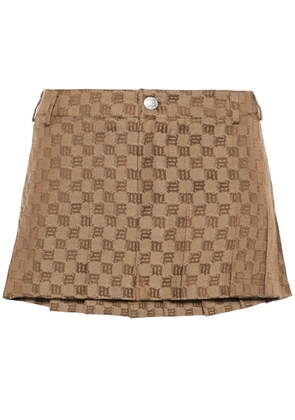 MISBHV monogram-jacquard pleated miniskirt - Brown