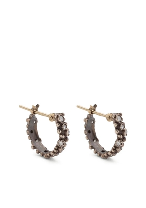 Noguchi 14K white gold Sand diamond huggie earrings - Brown