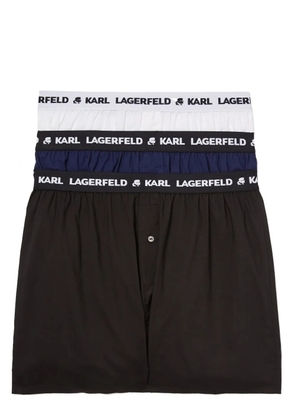 Karl Lagerfeld logo-waistband woven boxer shorts (pack of three) - Black