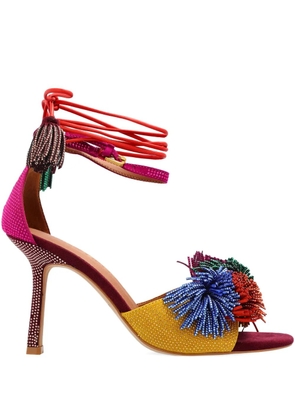 Kurt Geiger London 90mm Pom Pom embellished ankle-tie sandals - Yellow