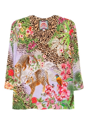 Johnny Was 3/4 sleeve v-neck swing T-shirt - Brown